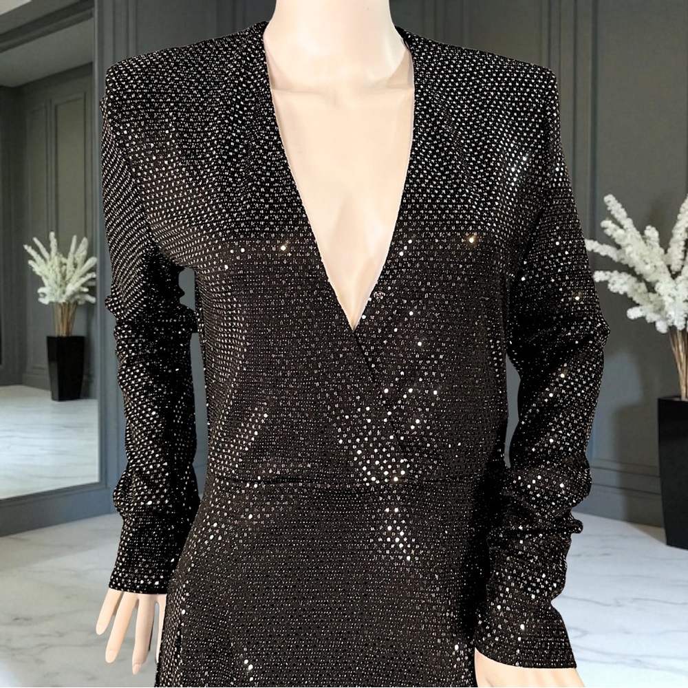 Dear John Pamela Women's Black Sequin Long Sleeve Mini Dress Size Small NWT! - Picture 2 of 4
